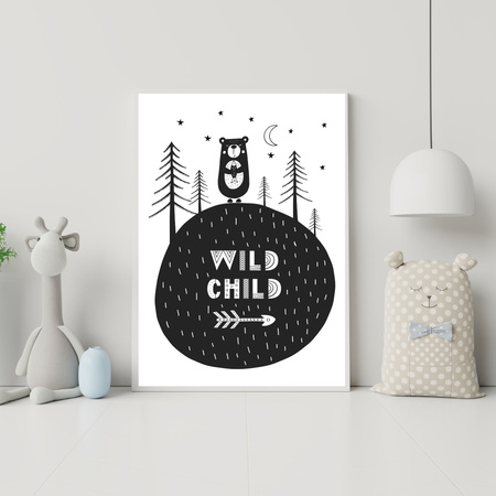 Wild child poster 40X50 cm + gold frame
