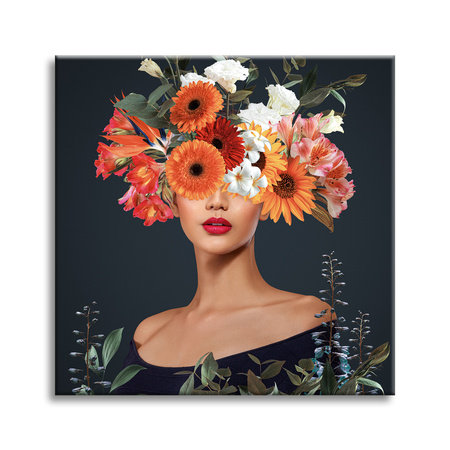Canvas Print People Flowers Modern Art 90X90 cm