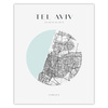 Poster Tel Aviv city map circle 40X50 cm + gold frame