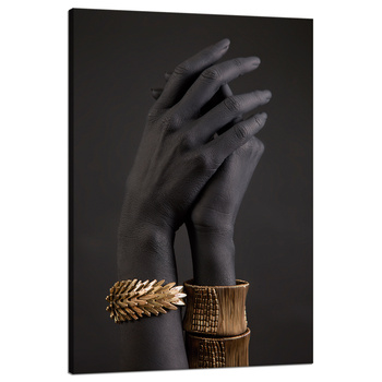 Canvas Print Black Hands Gold Ornaments Art 80x120 cm