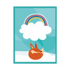 Children's Fox poster rainbow 21X29.7 cm + turquoise sea frame