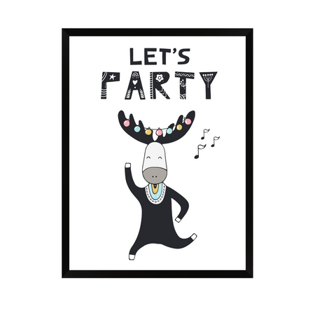 Let's party Birthday Poster 24X30 cm + black frame