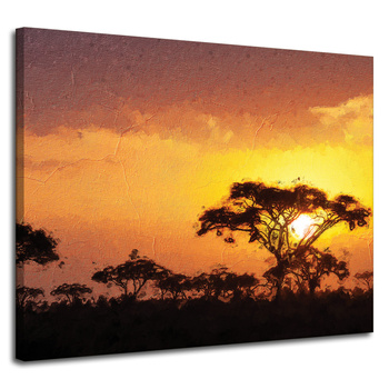 Canvas Print Savannah Tree Sunset 100x80 cm