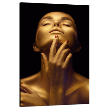 Canvas Print Woman Posing Golden Body 80x120 cm