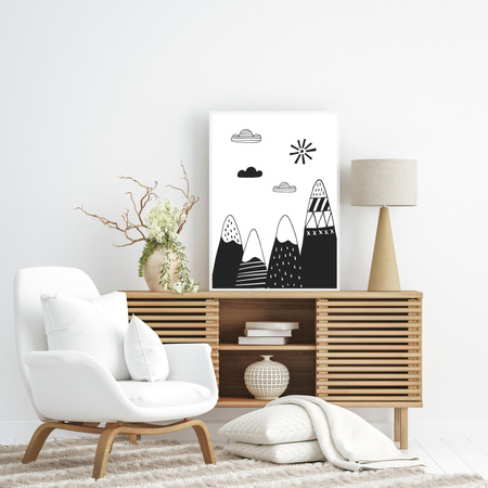 Poster Children's Sunny Mountains 40X50 cm + gold frame