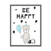 Be happy Birthday Poster 24X30 cm + gray stone frame