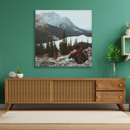 Canvas Print People Mountains Woman on the Trail 90x90