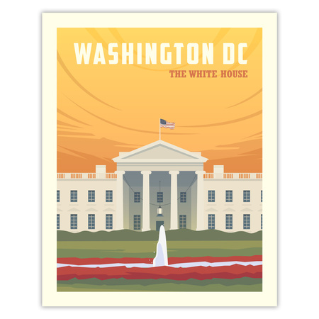 Poster of the City of Washington 40X50 cm + gold frame