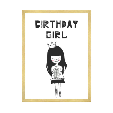 Birthday Poster Birthday girl 21X29.7 cm + gold frame
