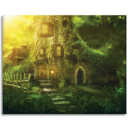 Canvas Print Tree House Oil Art 100x80 cm