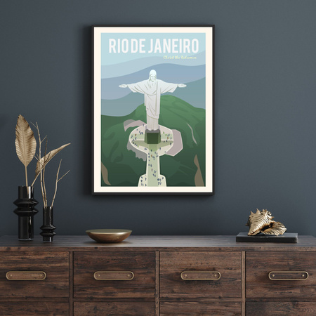 Poster of the City of Rio De Janeiro 40X50 cm + gold frame