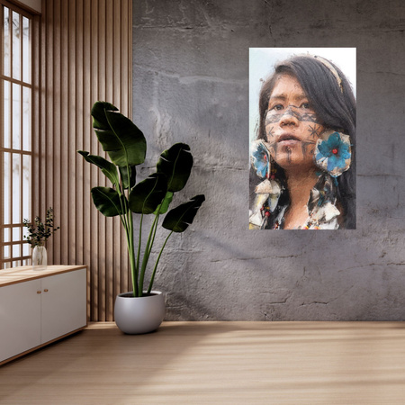 Canvas Print Painted Girl Face Flowers 80x120 cm