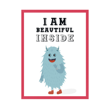 Children's poster I am beautiful inside 24X30 cm + amaranth frame
