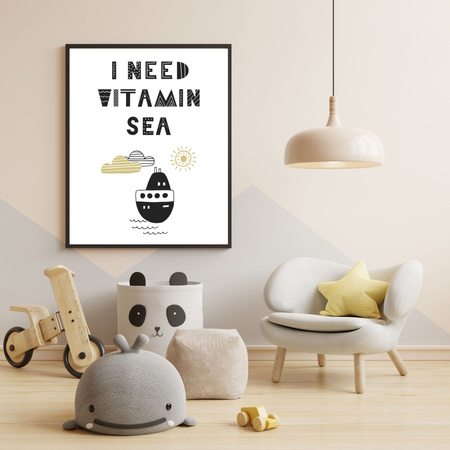Children's poster I need vitamin sea_2 40X50 cm + gold frame