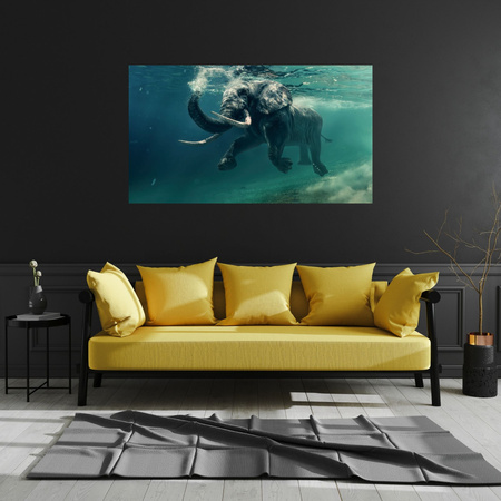 Canvas Print Swimming Elephant in Water Art 100x80 cm