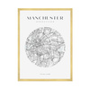 Poster Manchester city map circle 40X50 cm + gold frame
