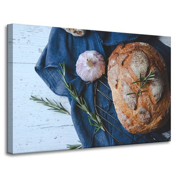 Canvas Print Bread Garlic Breakfast Rosemary Vintage 90x60