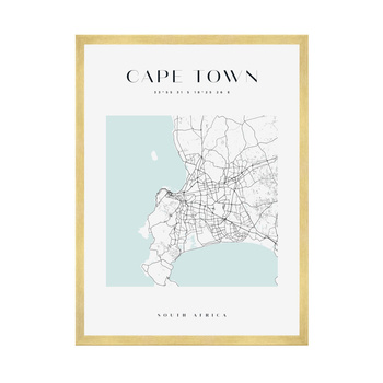 Poster Map of Cape Town square 40X50 cm + gold frame