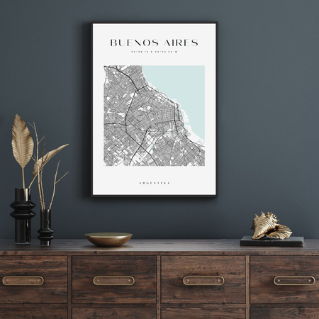 Poster Buenos Aires city map square 21X29.7 cm