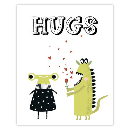 Baby Hugs poster 40X50 cm + gold frame