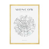 Poster Moscow city map circle 40X50 cm + gold frame