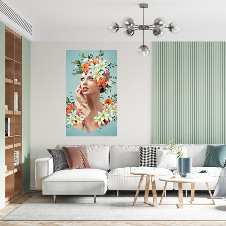 Canvas Print Beautiful Woman Flowers Portrait 80x120 cm