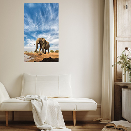 Canvas Print Big Elephant on the Savannah Sand 80x120 cm