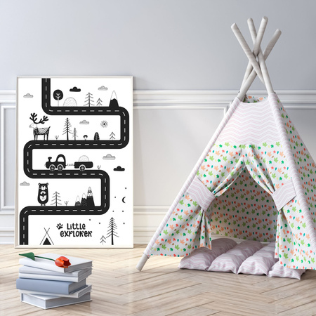 Children's poster Little explorer_3 40X50 cm + gold frame