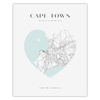 Poster Cape Town city map heart 40X50 cm + gold frame