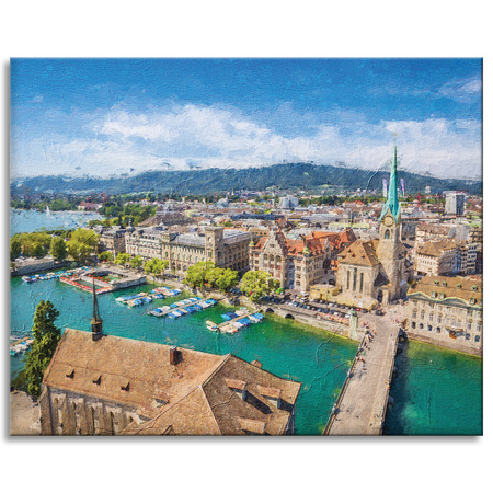 Canvas Print Pastel City Art Summer Landscape 100x80 cm