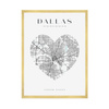 Poster Dallas city map heart 40X50 cm + gold frame