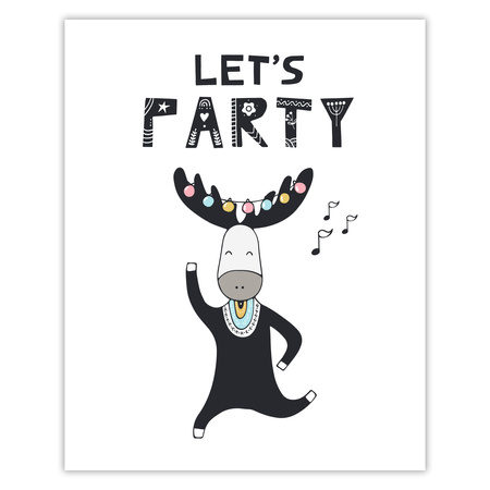 Let's party Birthday Poster 40X50 cm + silver frame