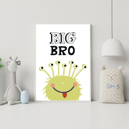 Children's Big Bro poster 40X50 cm + gold frame