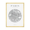 Poster Map of the city of Paris circle 40X50 cm + gold frame