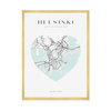 Poster Helsinki city map heart 40X50 cm + gold frame