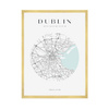 Poster Dublin city map circle 40X50 cm + gold frame