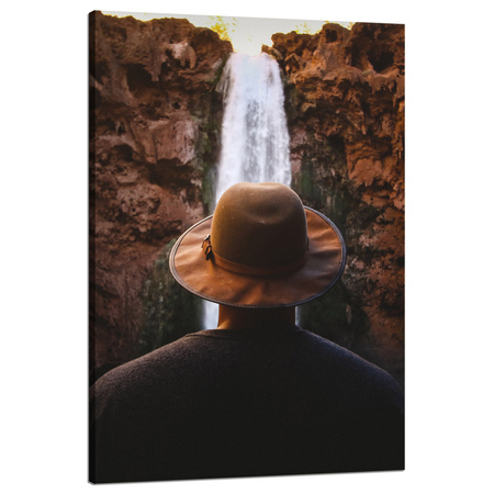 Canvas Print People Waterfall Mountains 80x120
