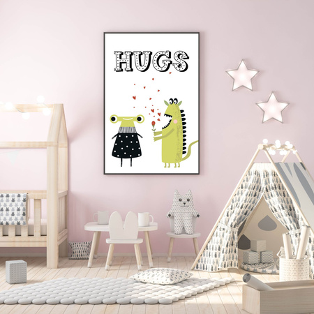 Baby Hugs poster 40X50 cm + gold frame