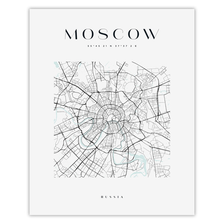 Poster Moscow city map square 40X50 cm + gold frame