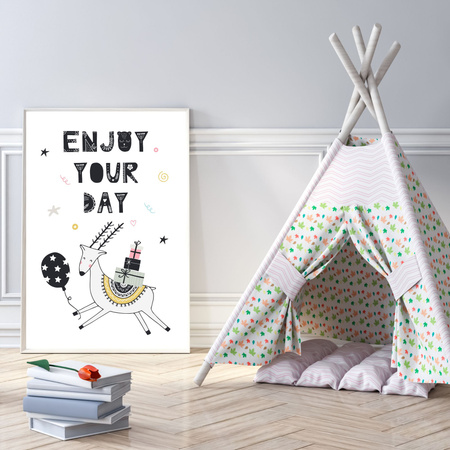 Birthday poster Enjoy your day 21X29.7 cm + gray stone frame