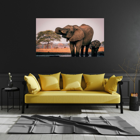 Canvas Print Elephants in Water Africa Nature 100x80 cm