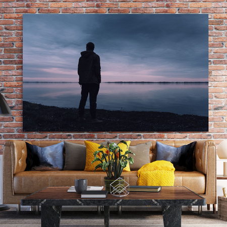 Canvas Print Nature Landscape Lake Man 40x30 cm