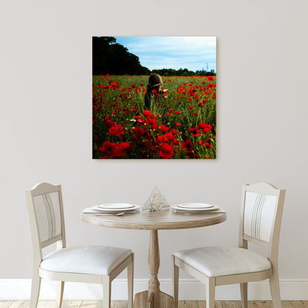 Canvas Print Nature Woman in a Poppies Field 40x40 cm