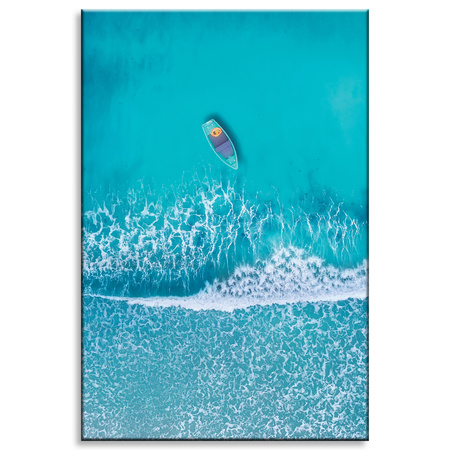 Canvas Print Boat on the Sea Water Blue 80x120 cm