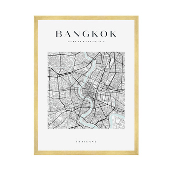 Poster Bangkok city map square 40X50 cm + gold frame