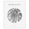 Poster Map of Mexico City circle 40X50 cm + gold frame