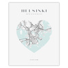 Poster Helsinki city map heart 40X50 cm + gold frame