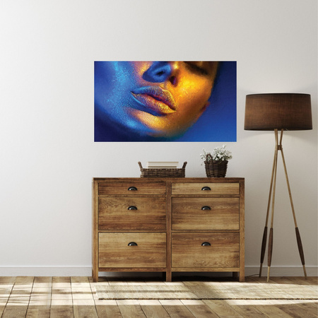 Canvas Print Woman Face Golden Lips Art 100x80 cm
