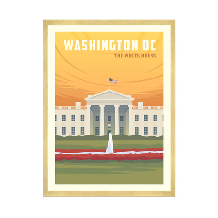 Poster of the City of Washington 40X50 cm + gold frame