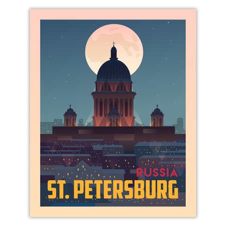 Poster of the City of St. Petersburg 40X50 cm + gold frame